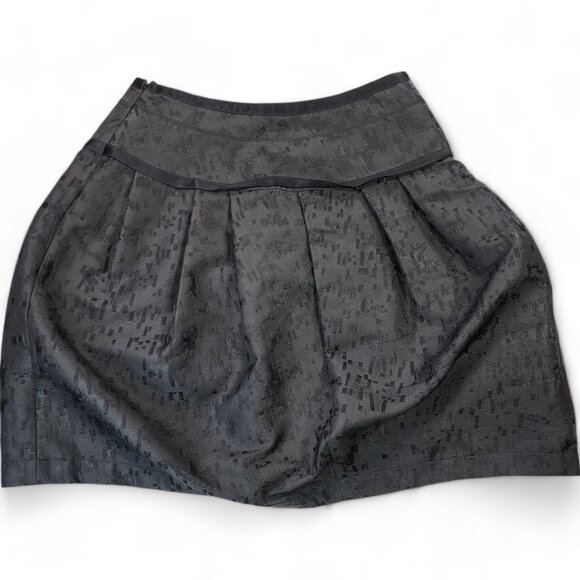 Lida Baday Black Jacquard A-Line Pleated Mini Skirt Women’s Size 10 Silk Blend - Picture 3 of 13